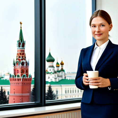 Business Professional**

"A confident businesswoman in a professional business suit, standing in a modern Moscow office building with a view of the Kremlin. She is holding a cup of coffee. Fully clothed, appropriate attire, safe for work, perfect anatomy, natural proportions, professional photography, high quality, modest, family-friendly."

**