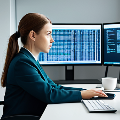 **

A professional AI specialist, fully clothed in modest office attire, sitting at a desk in a modern, well-lit office. Focused on a computer screen displaying complex code. Safe for work, appropriate content, perfect anatomy, natural pose, professional environment.

**