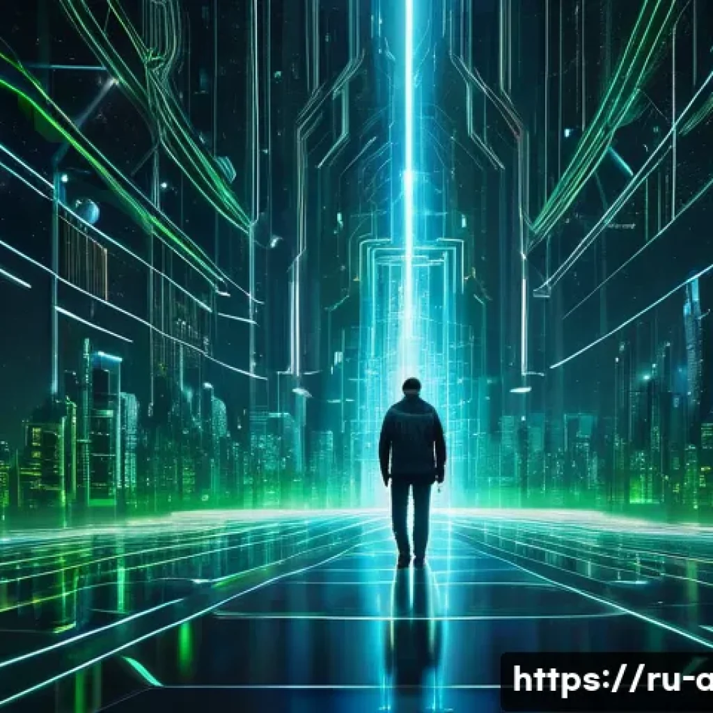 AI와 사이버보안 기술 통합 사례 - **"A majestic, glowing artificial intelligence entity, visualized as an abstract, benevolent guardia...