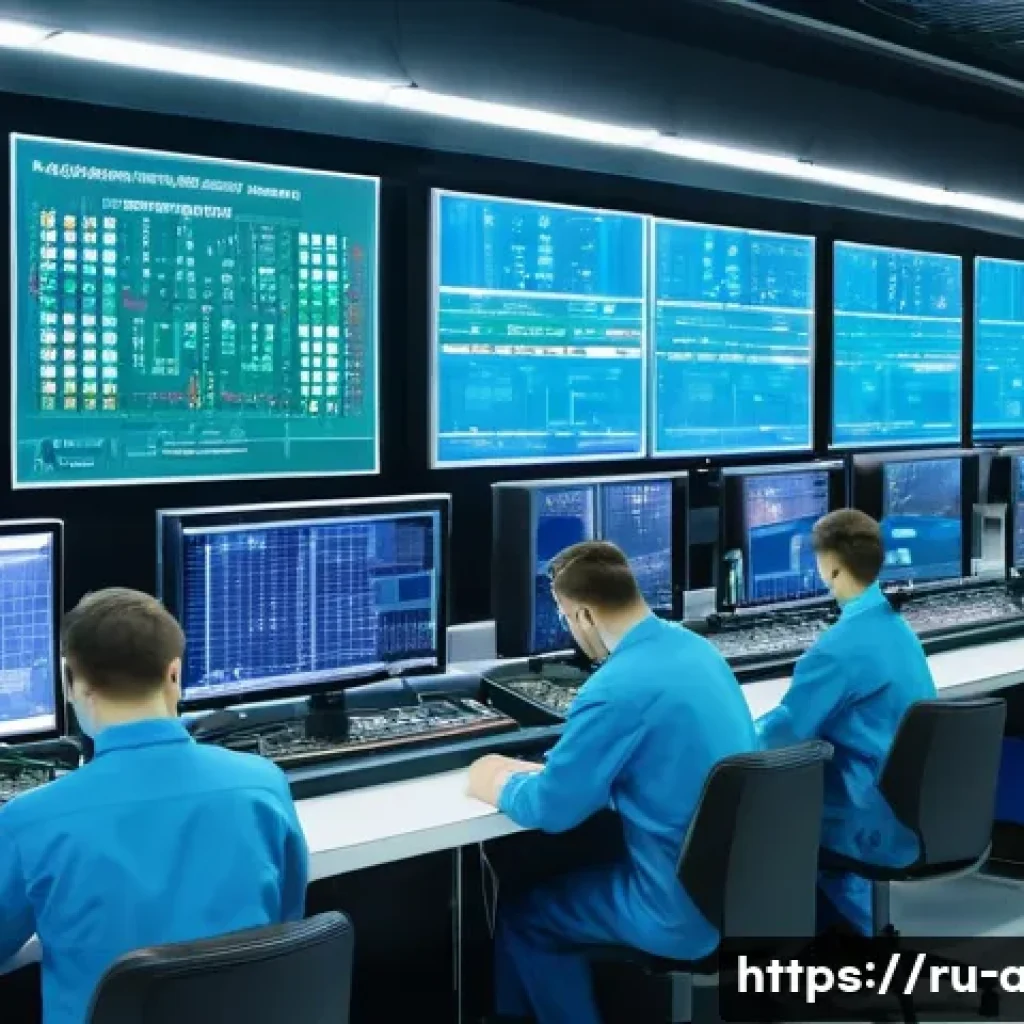 AI와 로보틱스의 융합 사례 - A modern Russian electronics factory interior with advanced AI-powered robotic arms performing preci...